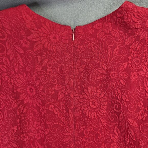 Talbots Dress Womens 12 P Red Silk Jacquard Floral A Line Midi Party Event Glam - Picture 9 of 15